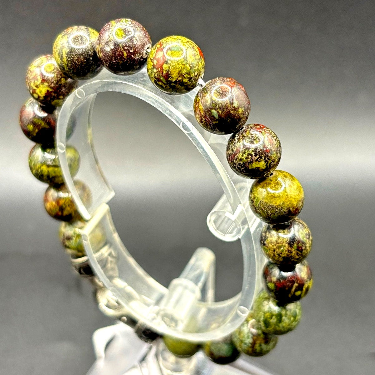 Blackjack BJB244DG Men’s 10mm Dragon Stone Stainless Steel Beaded Bracelet NWT