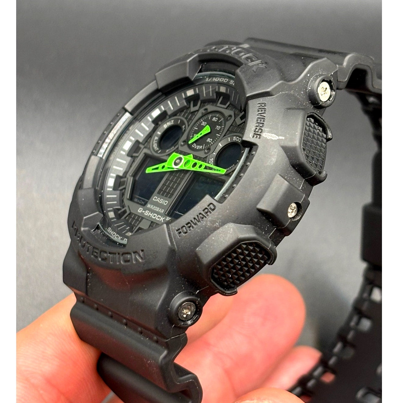 Casio G-Shock GA-100C-1A3 Black Green Analog Digital 200M 51mm Men's Watch NIB