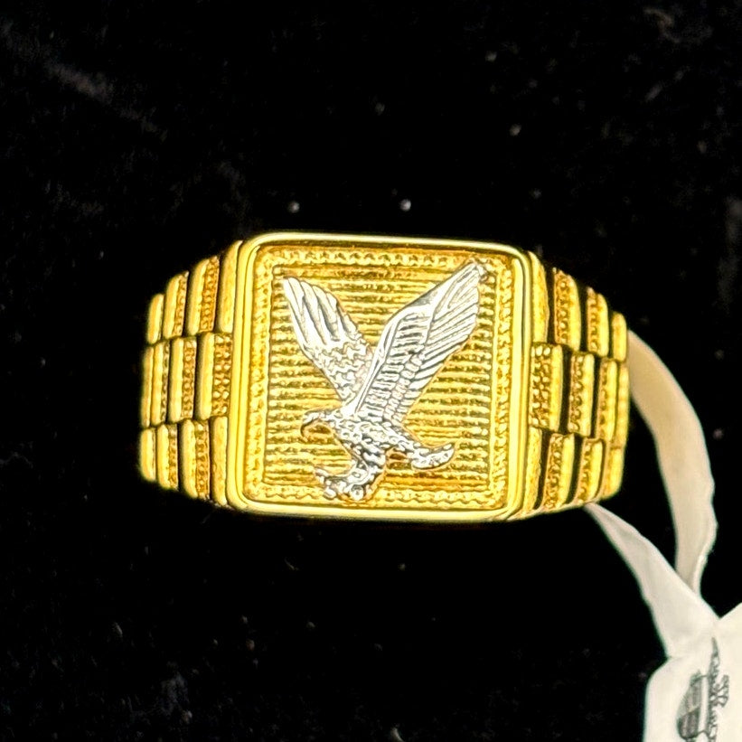 Blackjack BJZ78G Men’s Gold Stainless Steel Eagle Ring SZ # 10 NWT