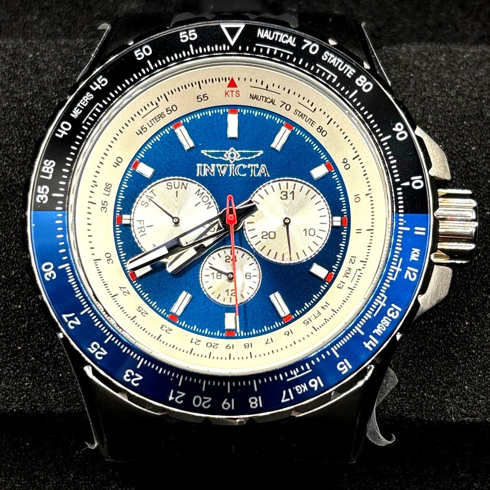 Invicta 32916 Aviator Skyshock Men's Blue Dial Black Silicone Strap Watch NIBWT