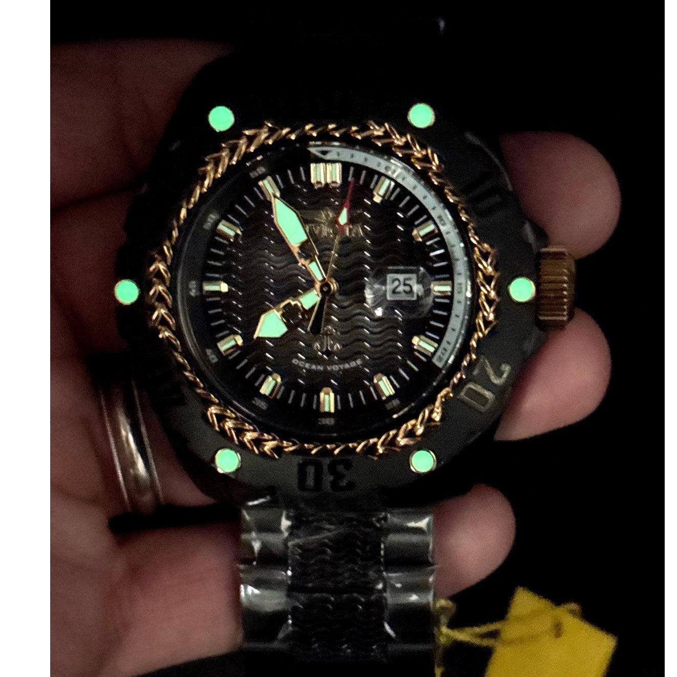 Invicta Ocean Voyage 47743 Black Gold Bezel 52mm Stainless Steel  Men's Watch