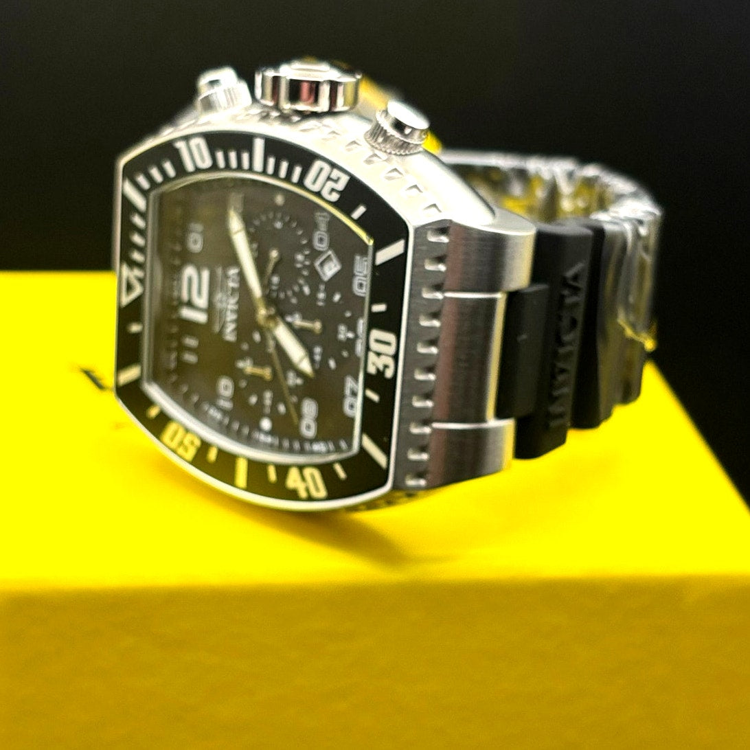 Invicta 47282 Pro Diver Airlock Men's Chronograph Black Dial Silicone Strap New