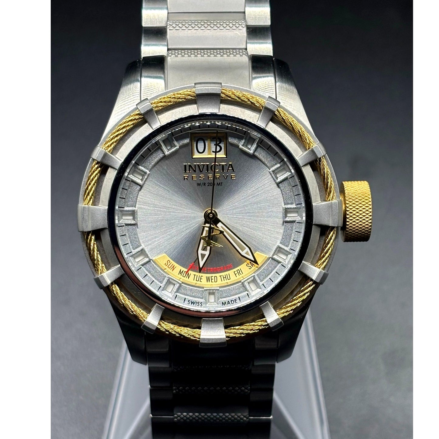 Invicta Reserve Bolt 1578 Swiss Made Retrograde Day 50mm Steel Watch Case
