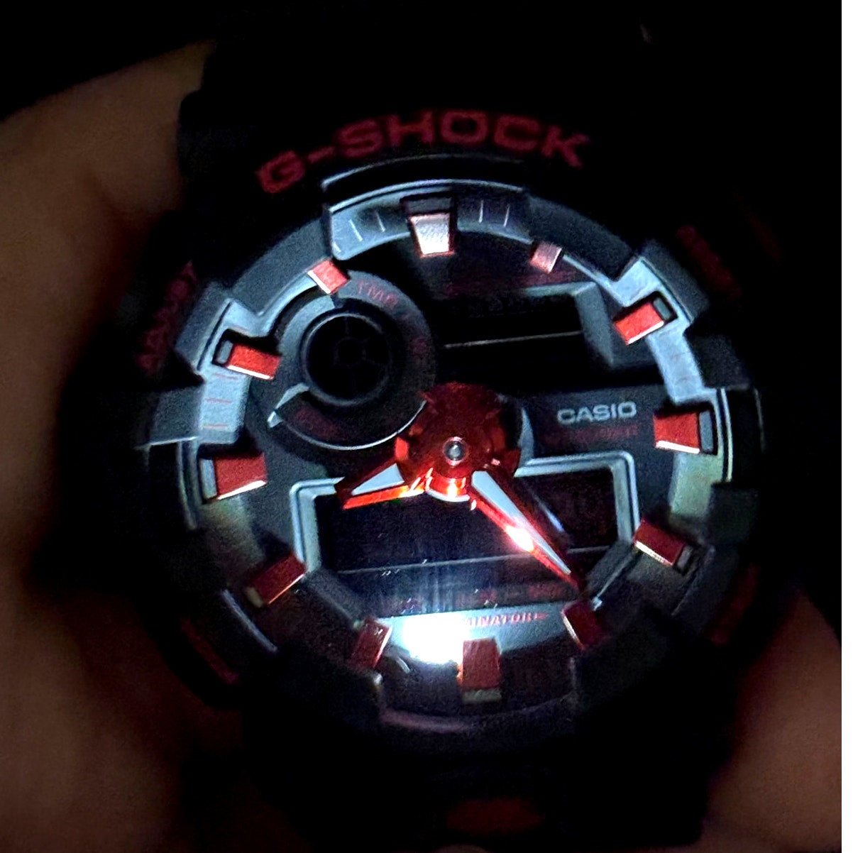 Casio G-Shock GA700BNR-1A Ignite Red Blackout 200M Men's Watch NWT