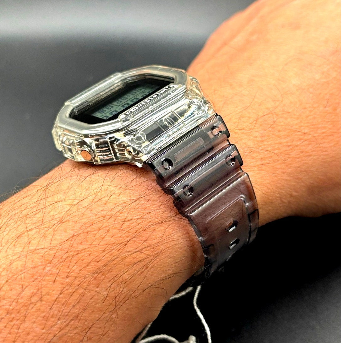 Casio G-Shock DW5600SK-1 Skeleton Clear Resin Digital Unisex Retro Watch NIBWT