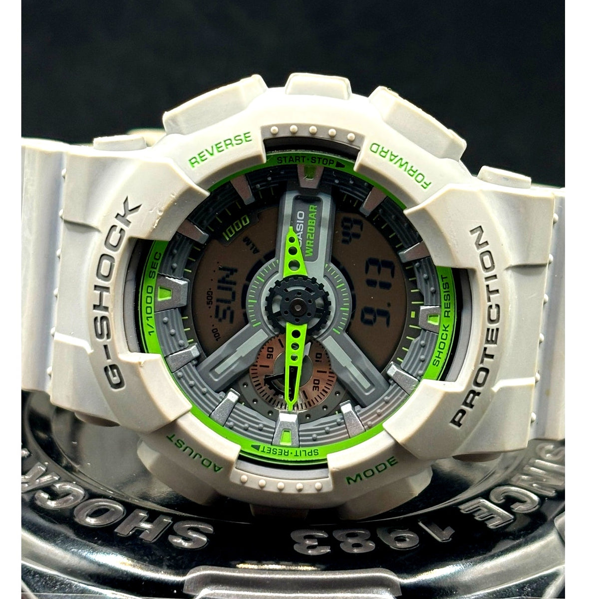 Casio G-Shock GA-110TS-8A3 Gray Neon Green Ana-Digi 51mm Men’s Watch