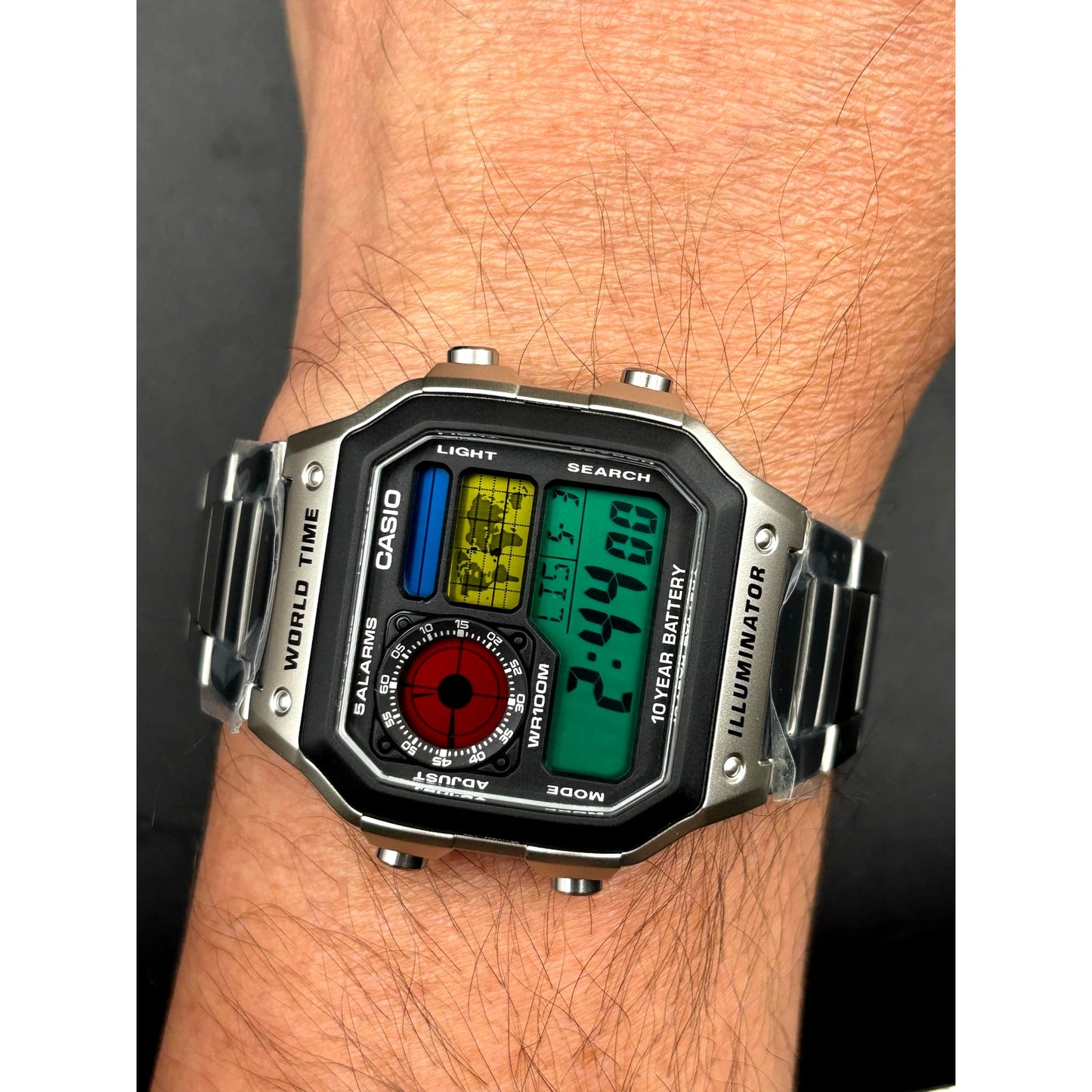 LWS Atlas Arcade Custom Casio AE1200 World Time Steel Bracelet Mod Watch