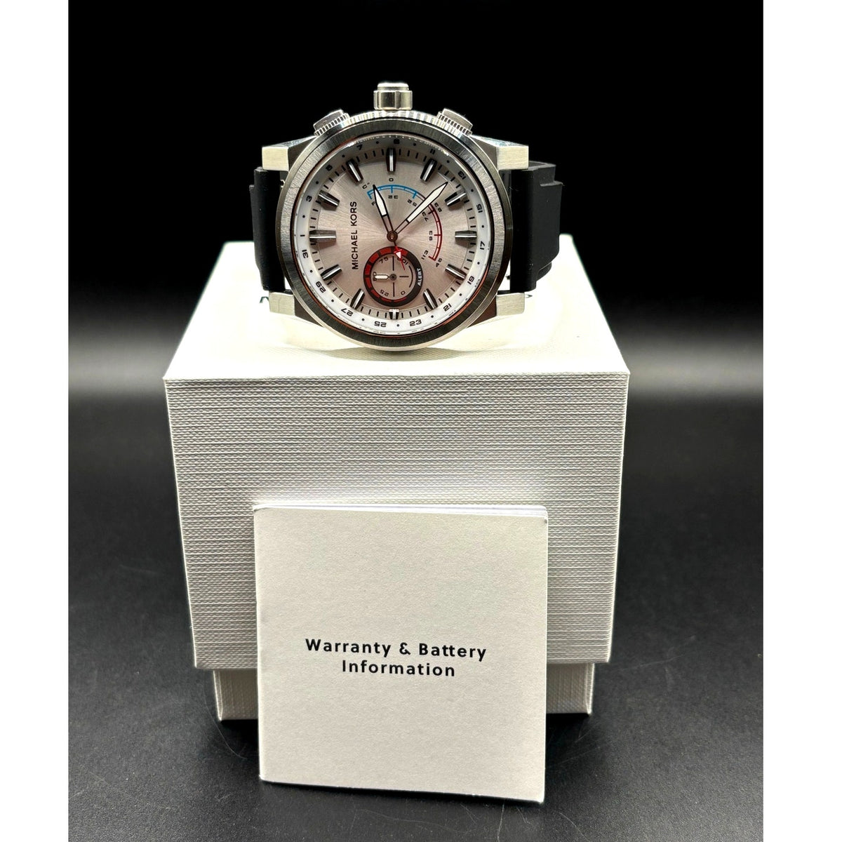 Michael Kors Access Grayson MKT4009 Hybrid Smartwatch 47mm Silver Black Strap