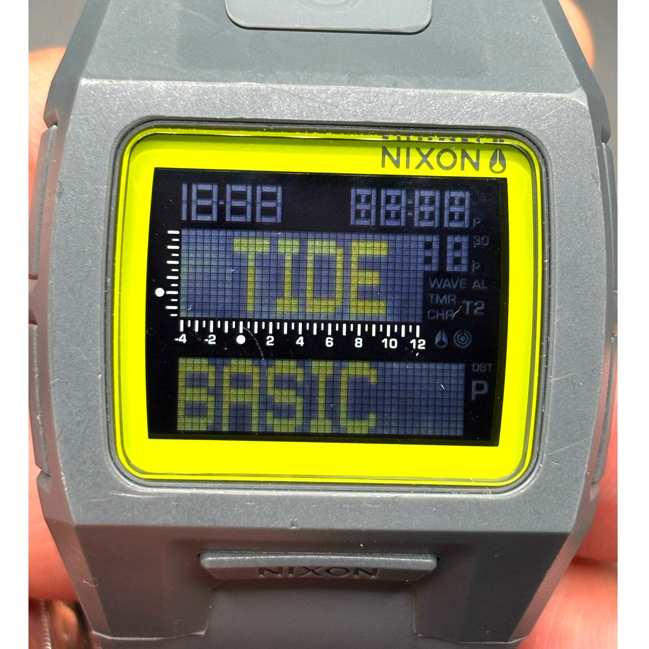 Nixon Lodown II Digital Tide Watch Gray Yellow Surf 100M Box Manual
