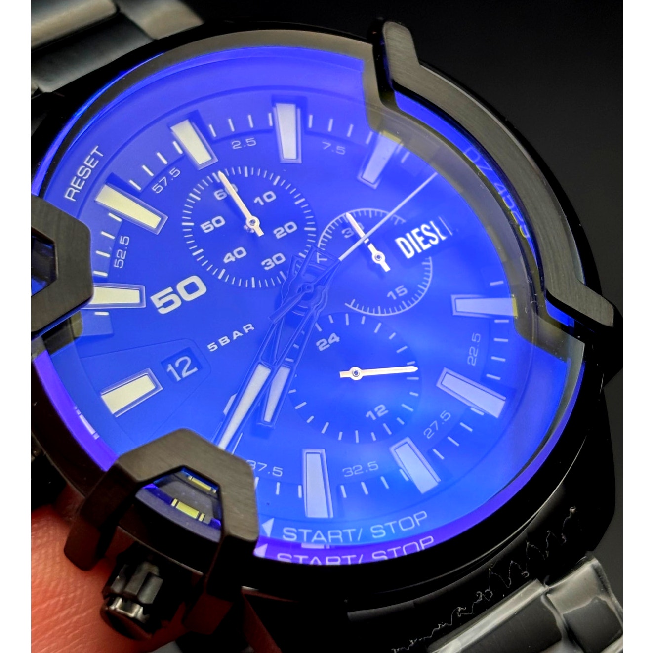Diesel DZ4529 Griffed Men's Black Stainless Steel 48mm Chronograph Watch NIBWT