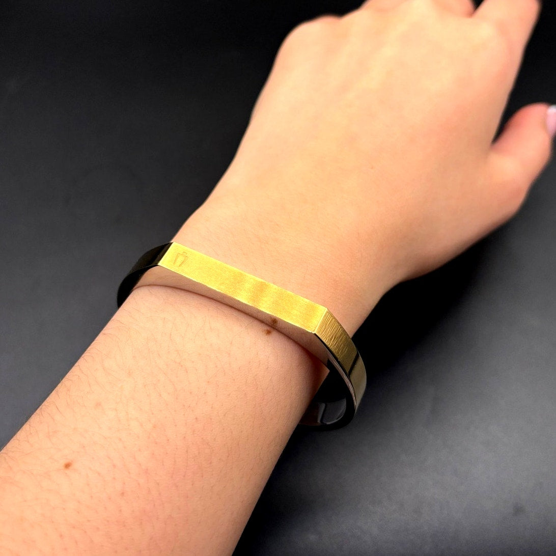 Bulova Two Tone Stainless Steel Open Cuff Bracelet Unisex Small NIB