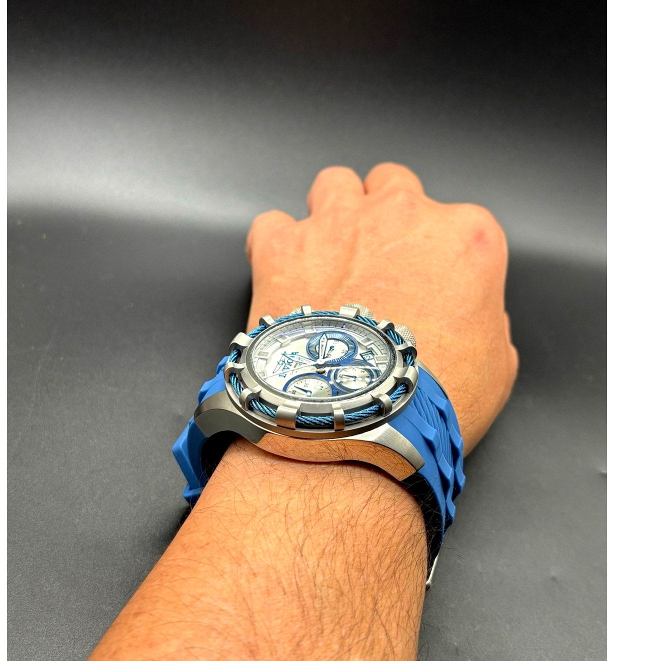 Invicta Bolt 22152 Chronograph 50mm Silver Blue Men’s Silicone Strap Watch