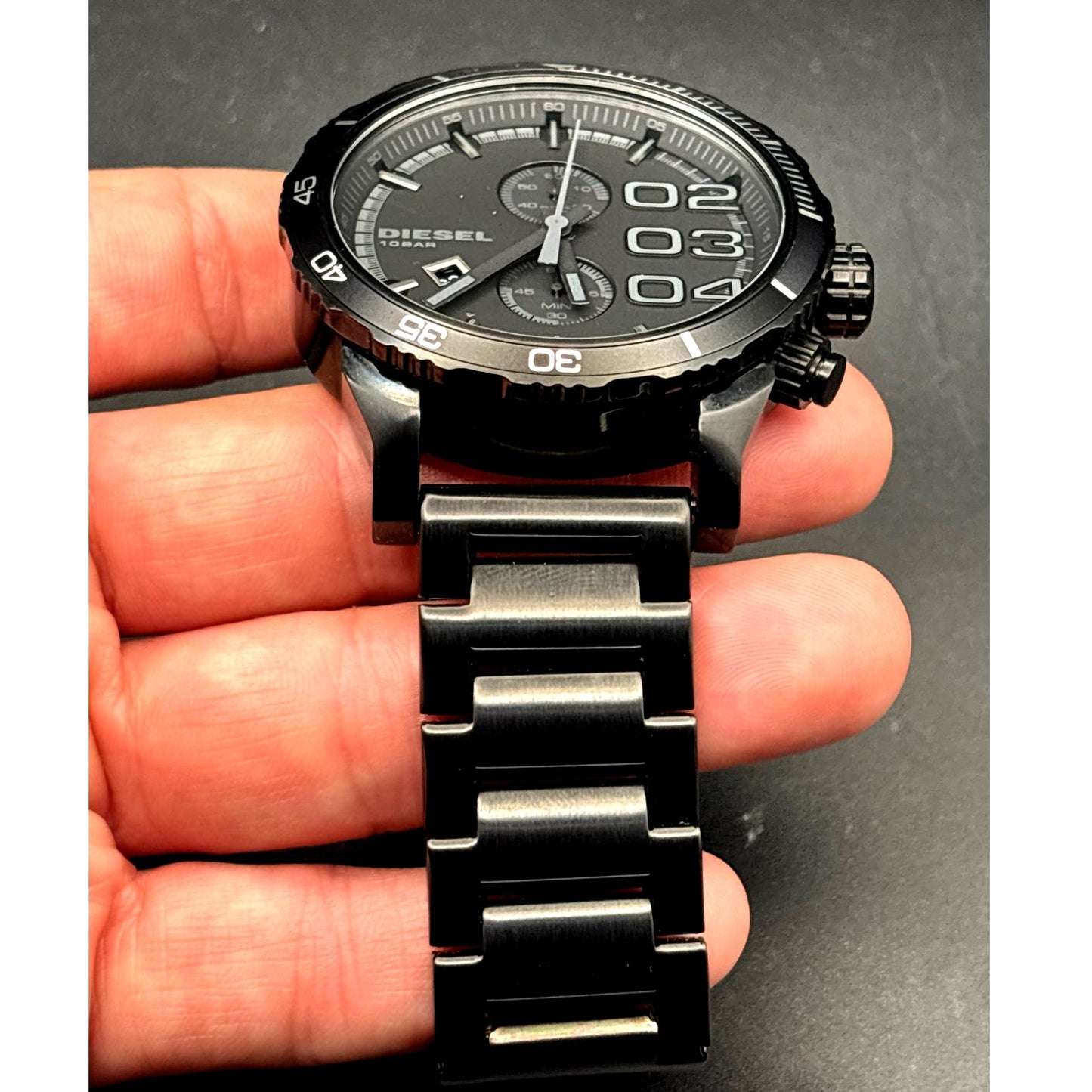 Diesel DZ4326 Men’s Double Down Chronograph Black Stainless Steel Watch NWOT