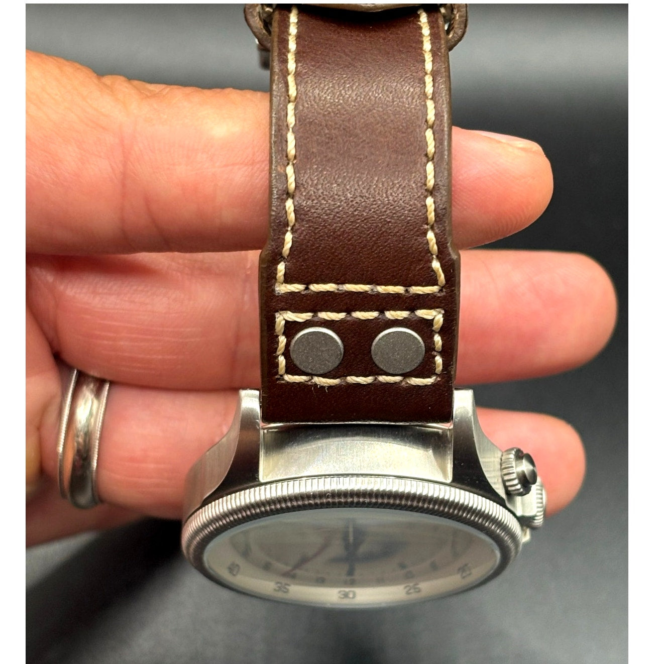 Fossil FS5043 Recruiter GMT Alarm Cream Dial Leather Strap Men’s 44mm Watch