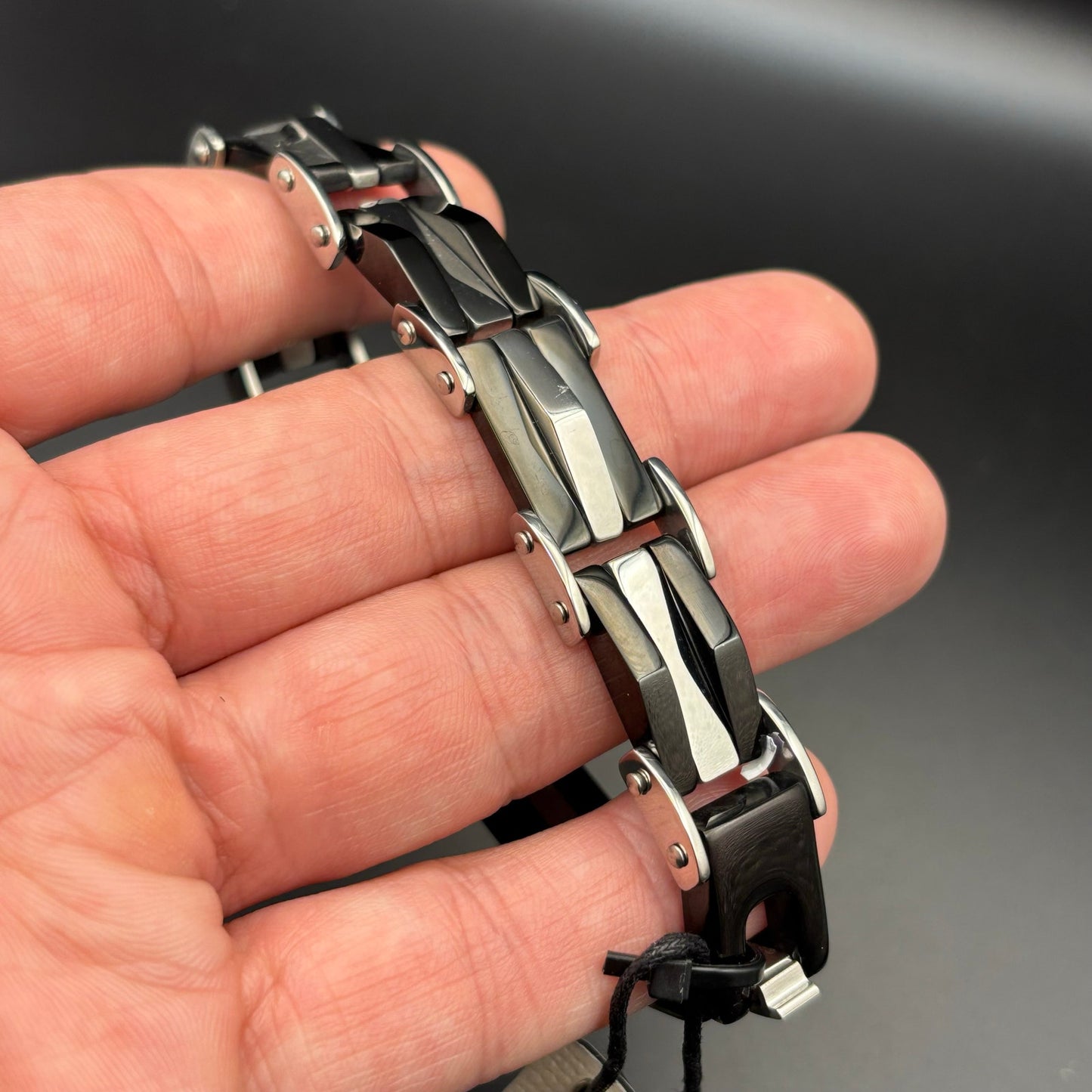 Mason Parker Mens TwoTone Stainless Steel Link Bracelet Gunmetal & Silver Finish