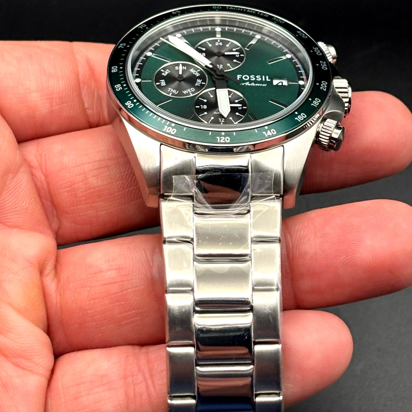 Fossil Autocross BQ2878 Mens Multifunction Green Sunray Dial Watch NIBWT