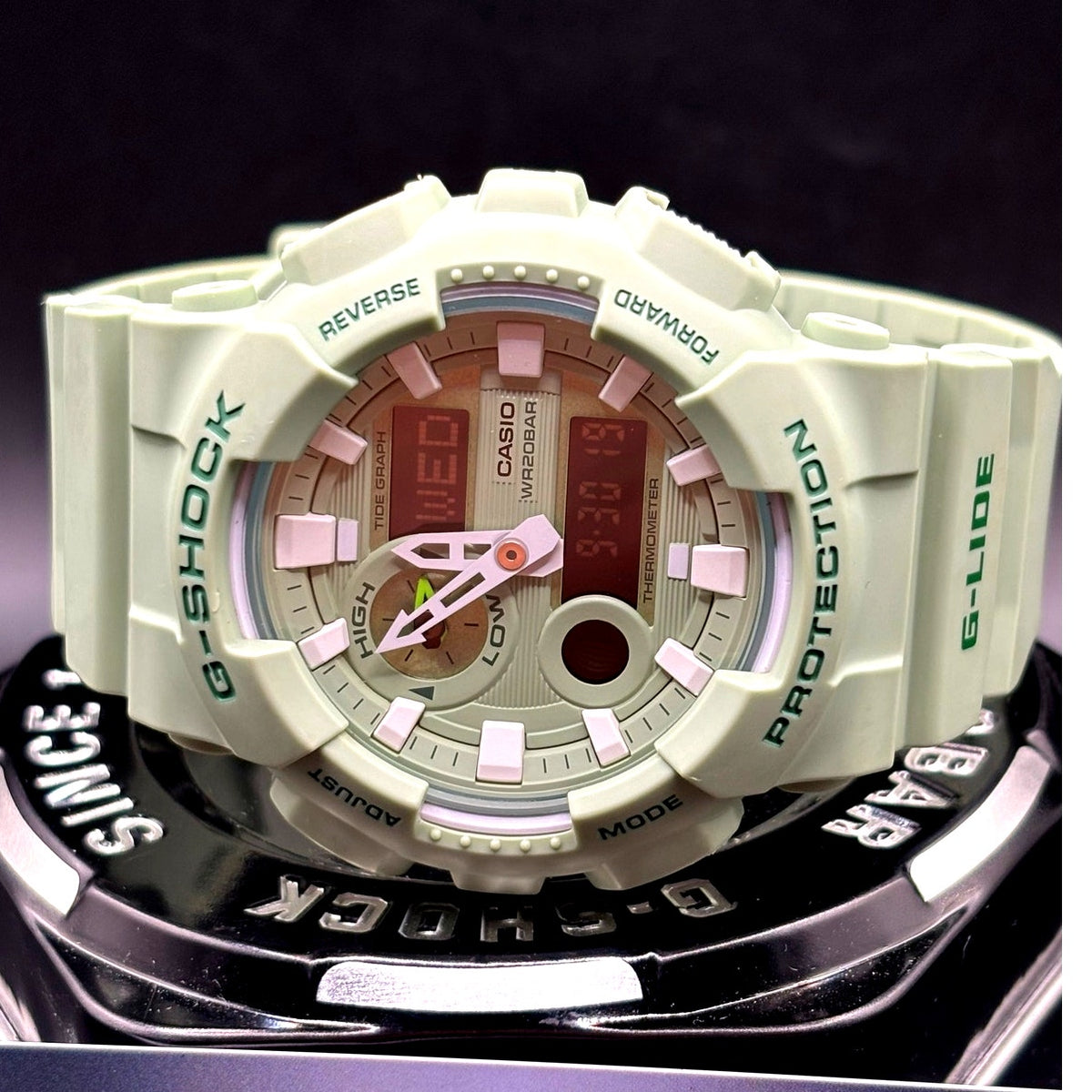 Casio G-Shock G-LIDE GAX-100CSB-3A Pastel Green Moon Tide Thermometer Watch