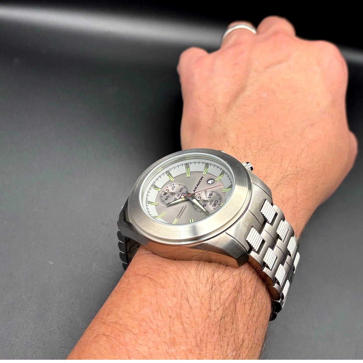 Aragon Predator VD51 50mm Gray Chronograph Stainless Steel Mens Watch NIB Unworn