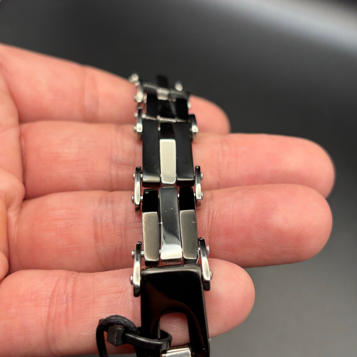 Mason Parker Mens TwoTone Stainless Steel Link Bracelet Gunmetal & Silver Finish