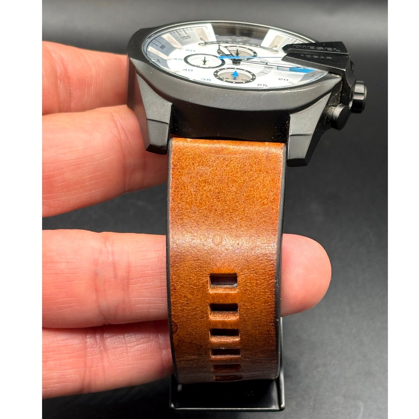 Diesel Mega Chief DZ4280 Iridescent Chronograph Tan Leather 51mm Watch