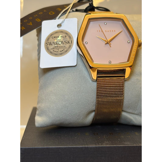 Ted Baker Exter BKPEXF004 36mm Rose-Gold Mesh Swarovski Women’s Watch– New with Tags and Original Box