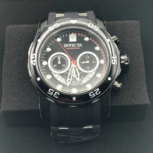 Invicta Pro Diver Scuba 37231 Mens 48mm Chronograph Black Quartz 100m NIBWT