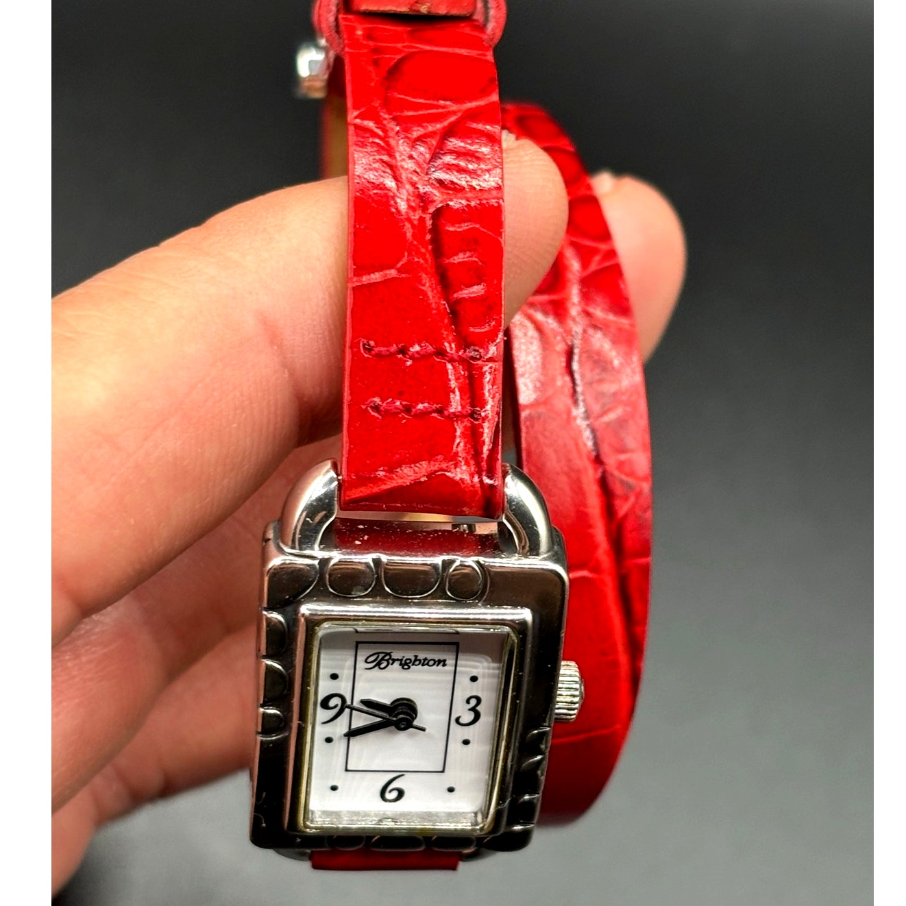 Brighton Petoskey Women's Genuine Italian Red Leather Strap Vintage Watch NIB