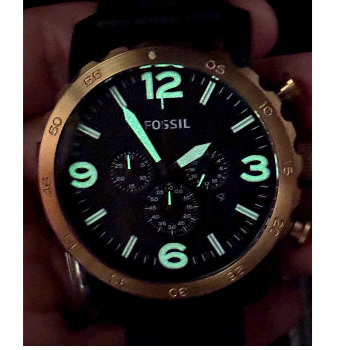 Fossil Nate JR1369 Chronograph 50mm Rose Gold Black Silicone Men’s Watch