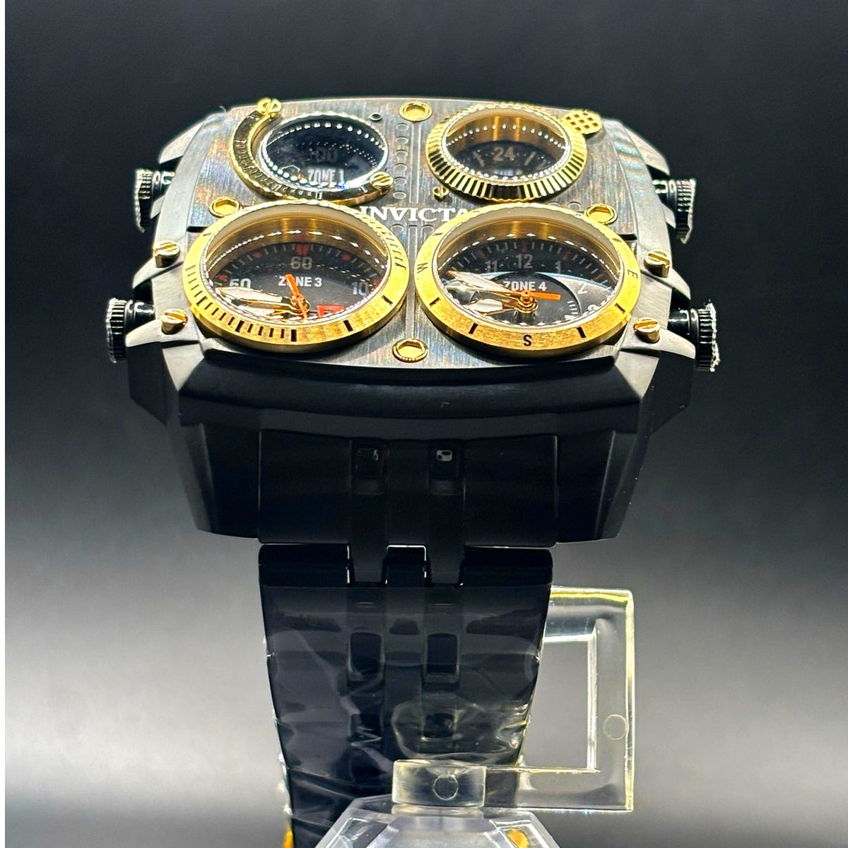 Invicta Aviator Zulu Time 49606 4 Time Zone 50mm Black Men’s Watch NIB