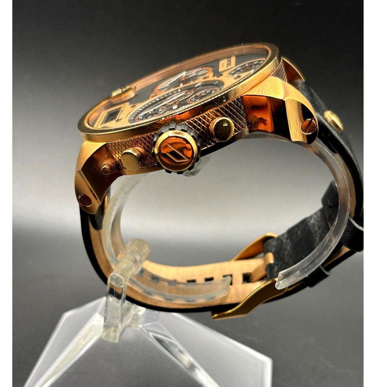 Diesel Mr. Daddy DZ7261 Men's Oversized Chrono Leather Analog Digital Watch