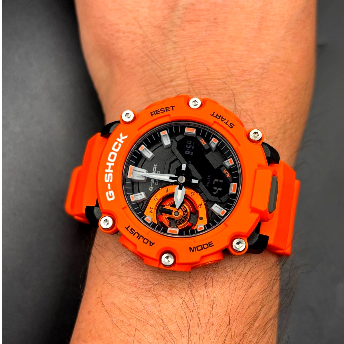 Casio G-Shock GA-2200M-4A Carbon Core Guard Orange Analog Digital Watch