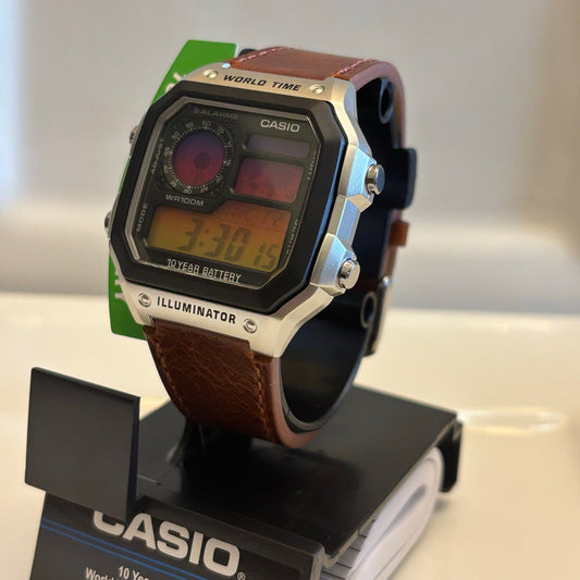 Customed Casio AE1200WH-1CV Leather
 Straps Watch Into the Sunset Gel Filter