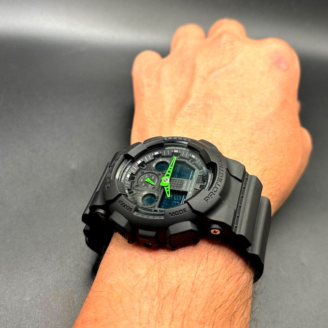 Casio G-Shock GA-100C-1A3 Black Green Analog Digital 200M 51mm Men's Watch NIB