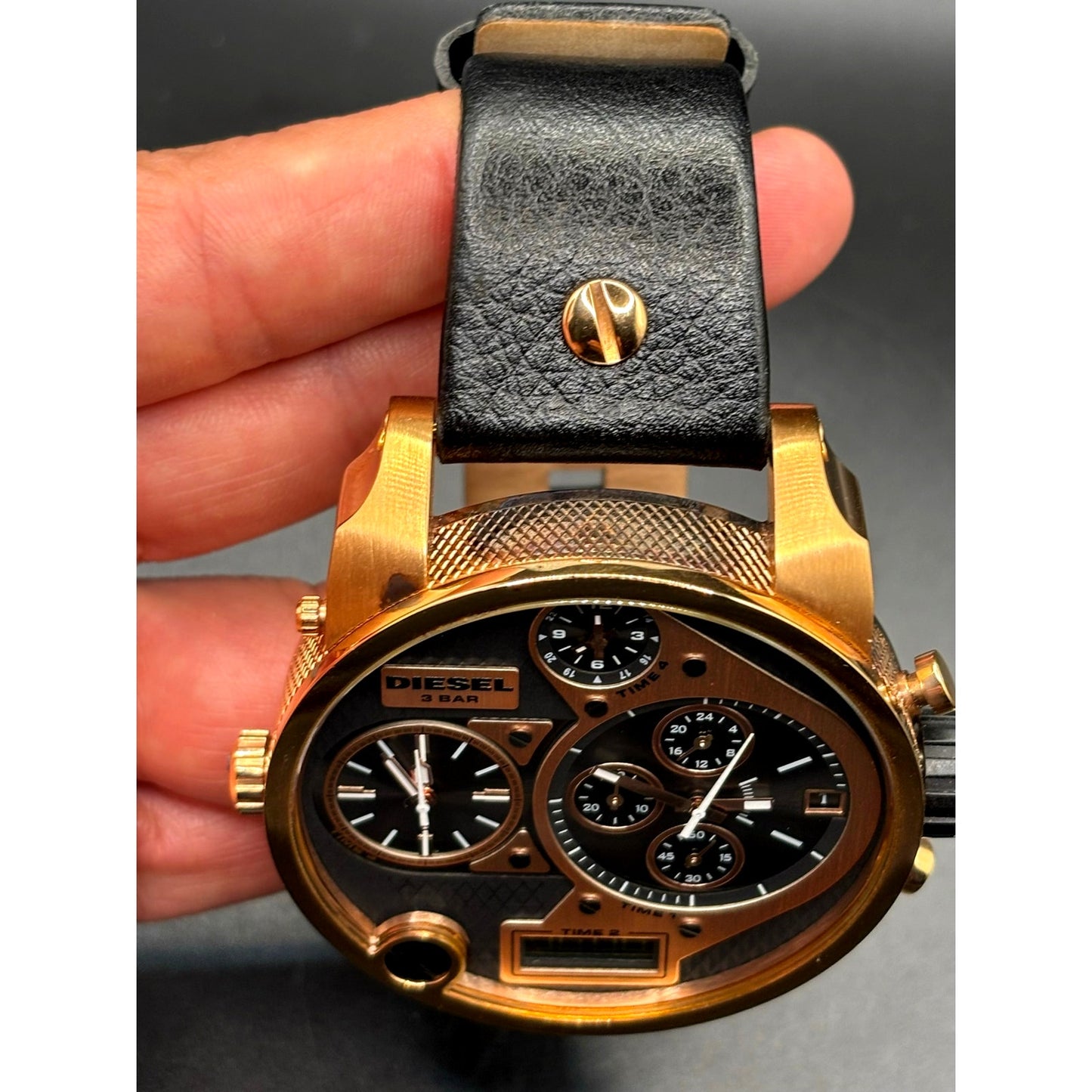 Diesel Mr. Daddy DZ7261 Men's Oversized Chrono Leather Analog Digital Watch