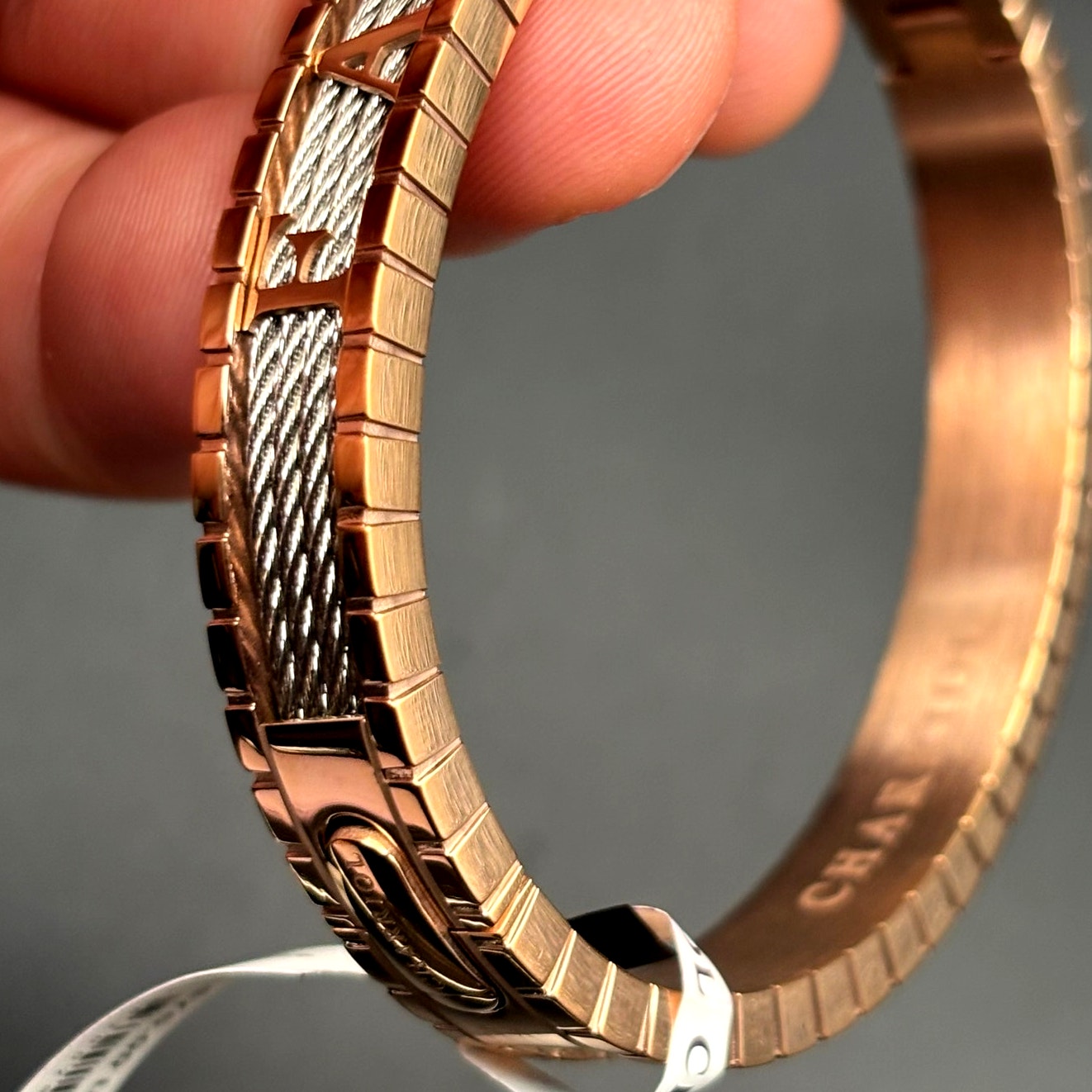 Charriol FAITH Stainless Steel & Rose Gold PVD Cable Bracelet 04-102-1139-17FA