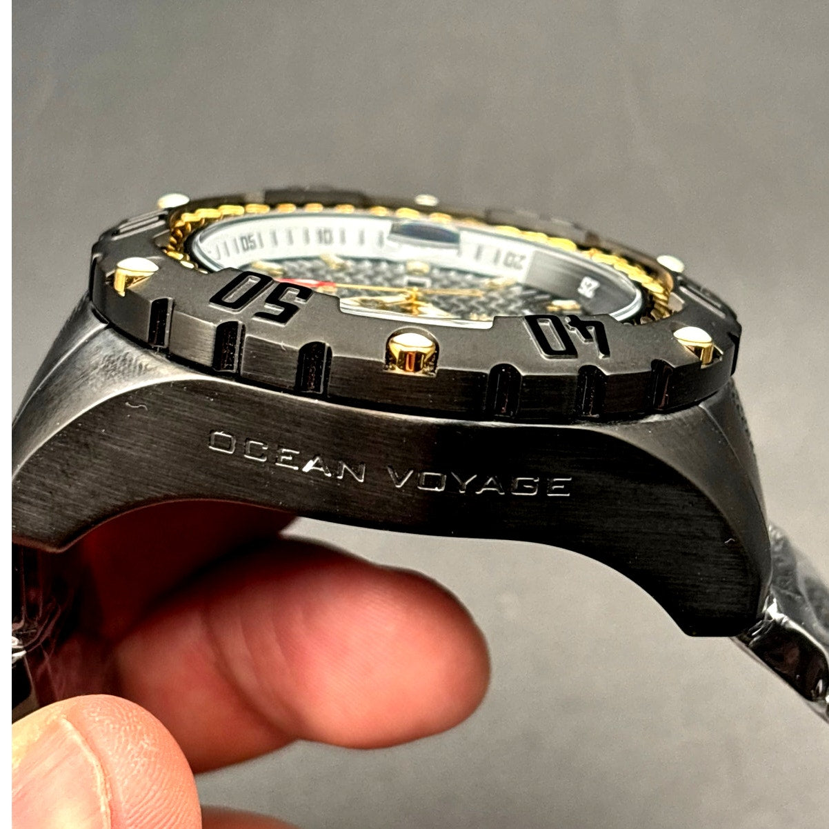 Invicta Ocean Voyage 47743 Black Gold Bezel 52mm Stainless Steel  Men's Watch