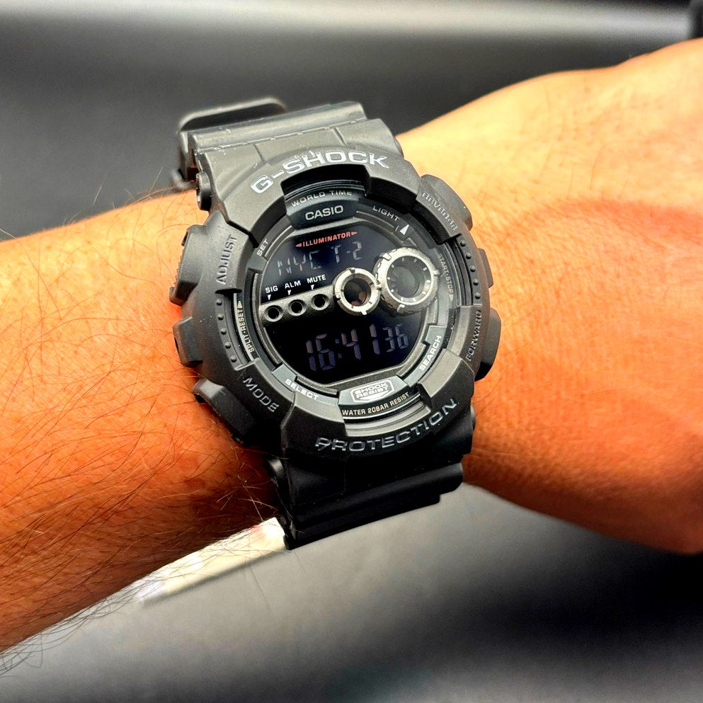 Casio G-Shock GD100-1B Black Digital High Brightness World Time 200M Watch NIBWT