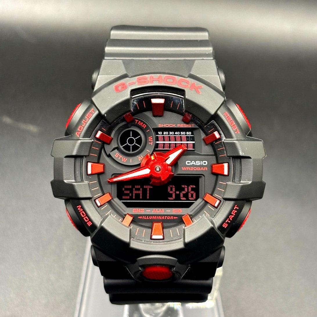 Casio G-Shock GA-700BNR-1A Ignite Red Blackout Analog Digital Watch NIB