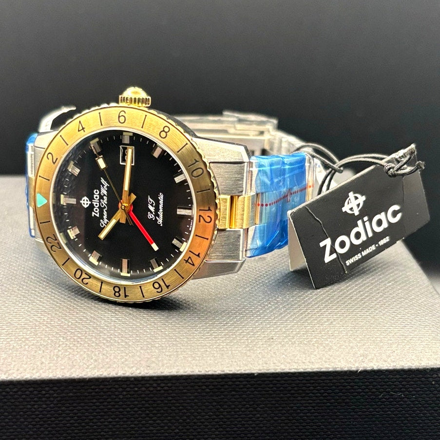 Zodiac Super Sea Wolf ZO9406 Mens 40mm GMT Automatic Stainless Steel Watch NIBWT