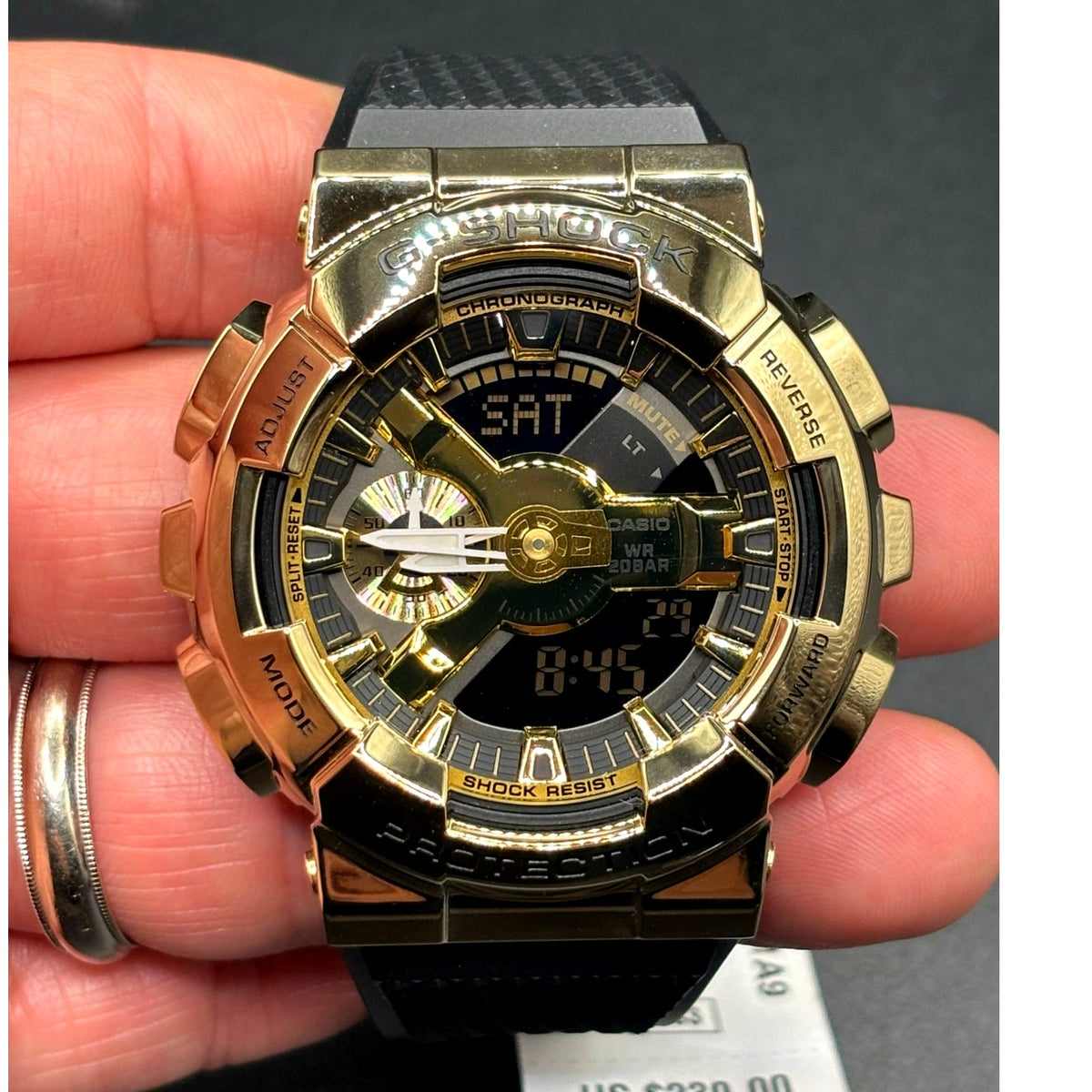 Casio G-Shock GM110G-1A9 Black Gold Metal Covered Analog Digital Watch NIBWT