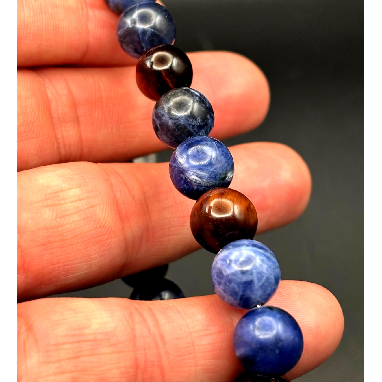 Blackjack BJS16BLS Men’s10mm Sodalite And Red Tiger Eye Beaded Bracelet NIBWT