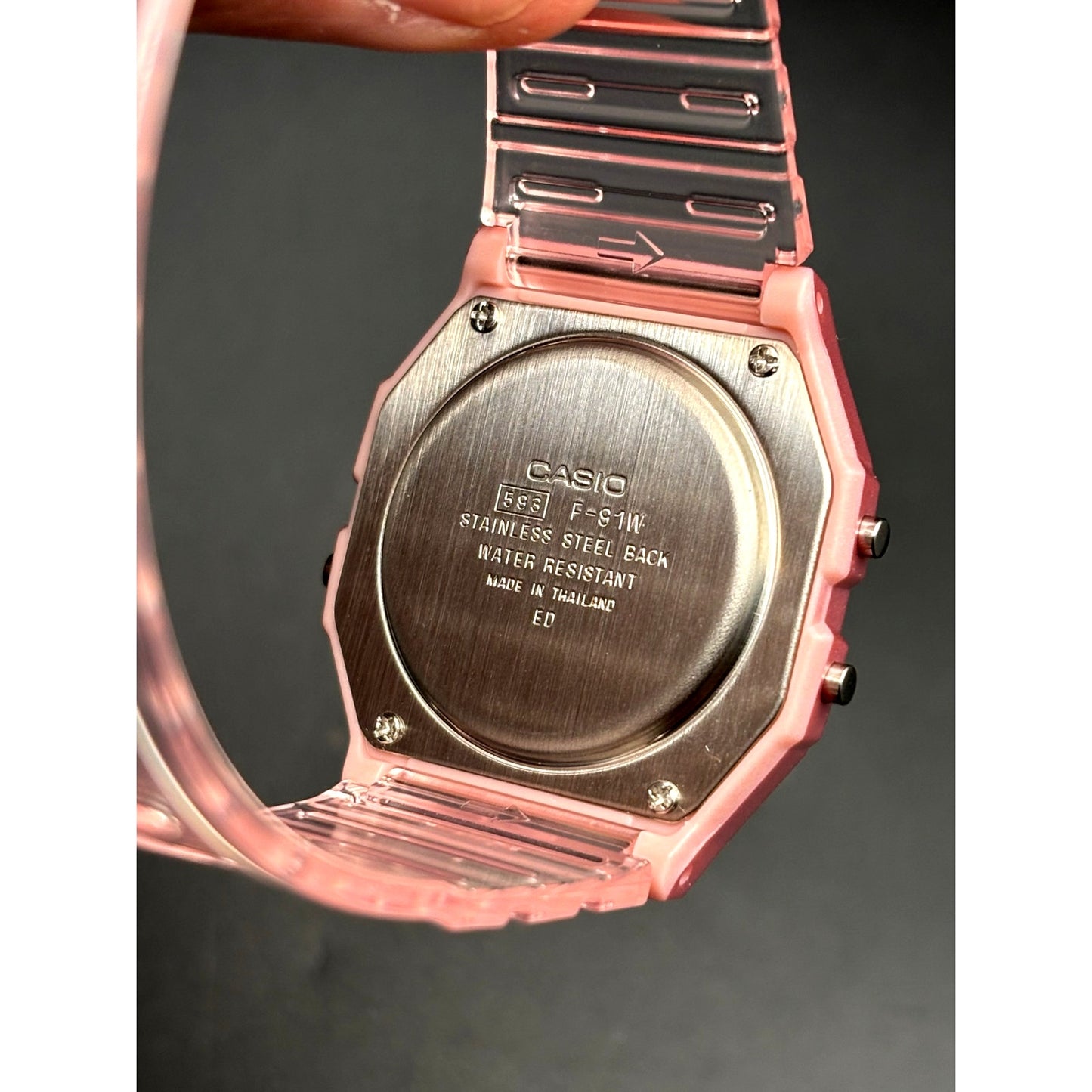 LWS Rosé Prism F91W Pink Clear Strap Digital Mod Watch
