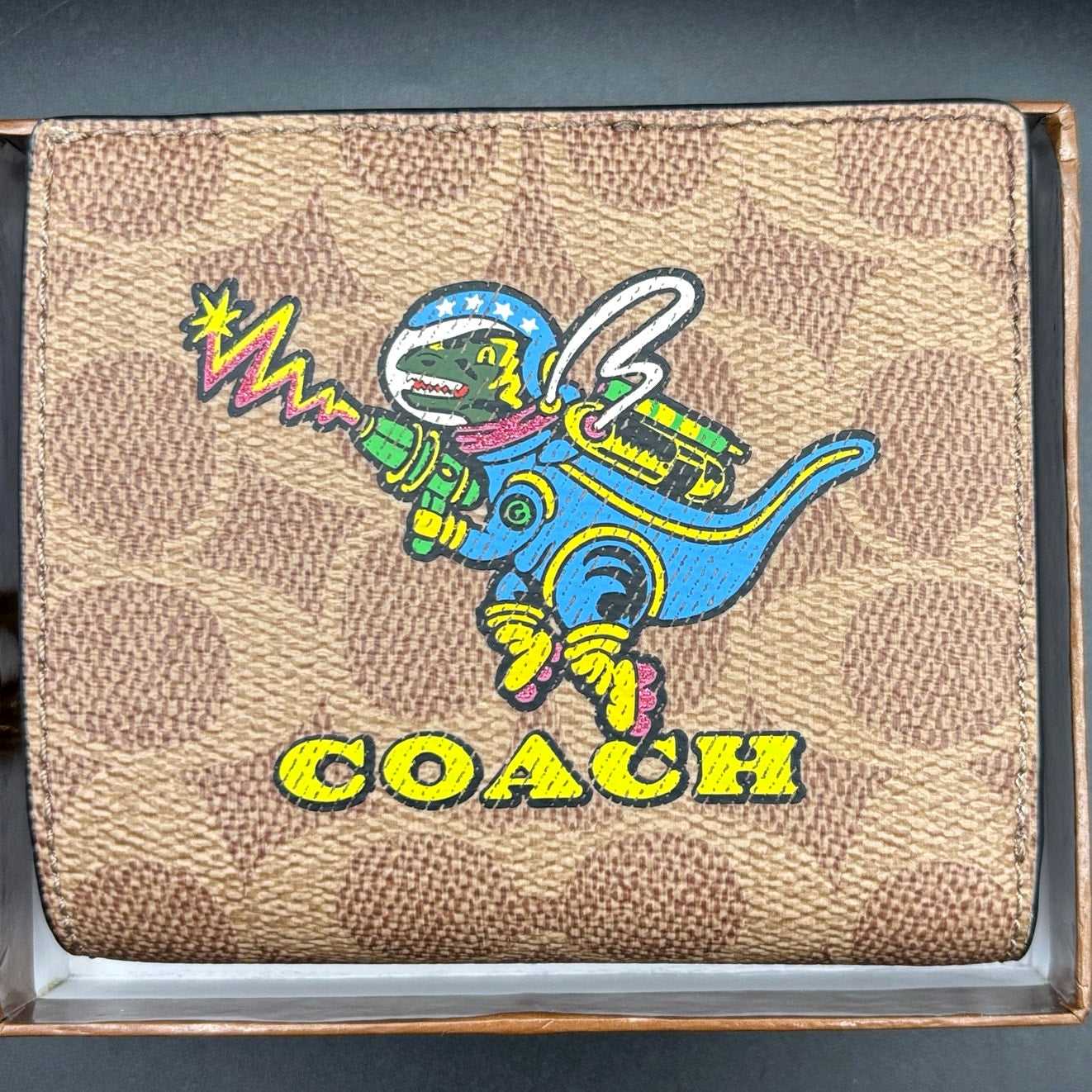 Coach CW463 Women’s Snap Wallet Signature Canvas Cosmic Rexy Astronaut Print NWT