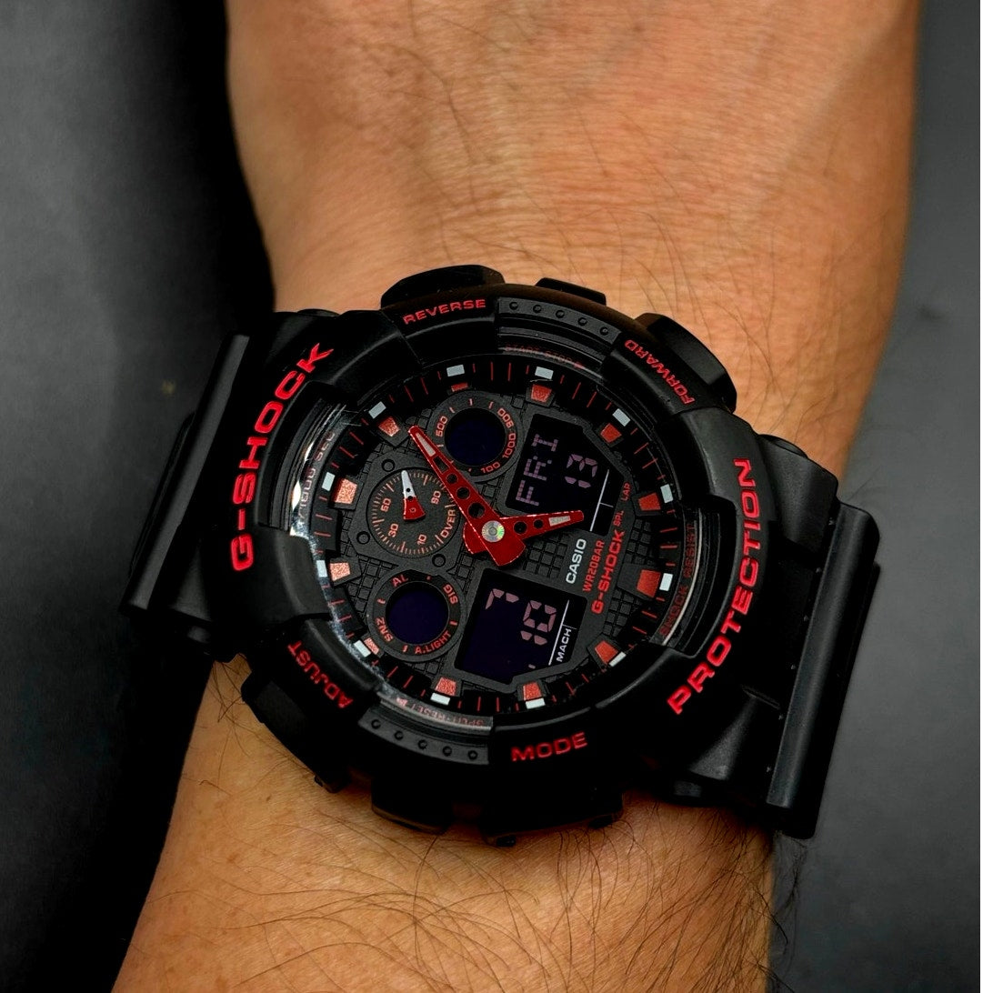 Casio G-Shock GA100BNR-1A Black Red Analog Digital Men's Watch