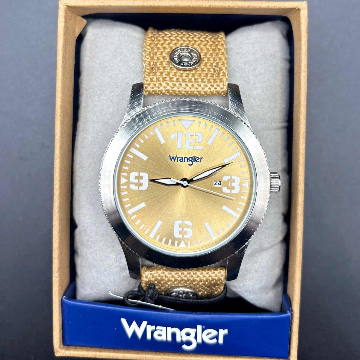 Wrangler WRW1804 5B1 Men's Quartz Watch Tan Dial Canvas Strap NIBWT