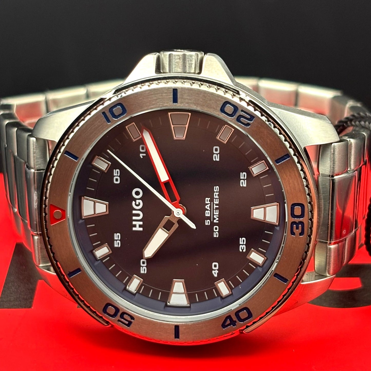 HUGO Mens 1530224 Stainless Steel Blue Dial Street Diver Style Quartz Watch 50m