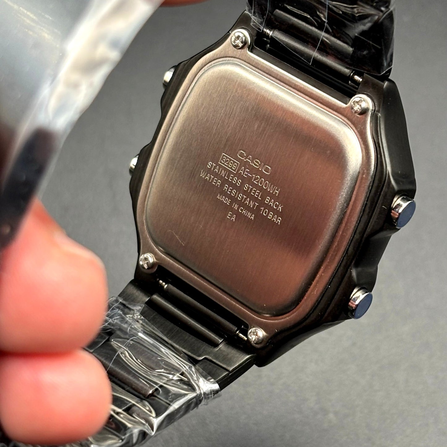 LWS Vector Mk-Blackout Casio AE1200 Dark Stainless Steel Glass Crystal Mod Watch