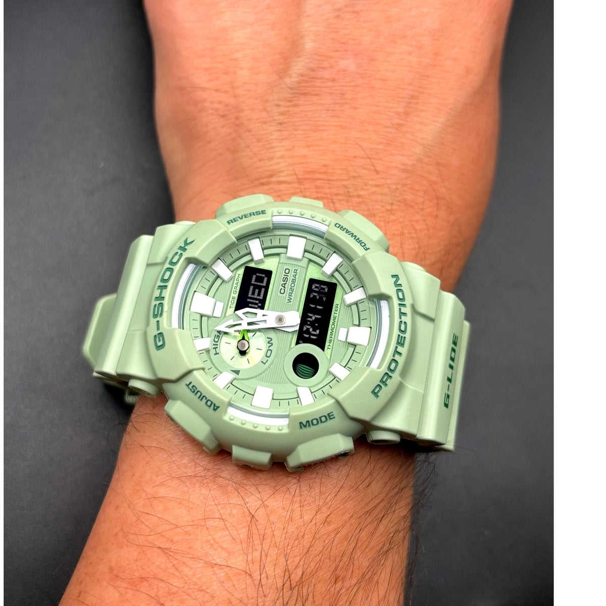 Casio G-Shock G-LIDE GAX-100CSB-3A Pastel Green Moon Tide Thermometer Watch