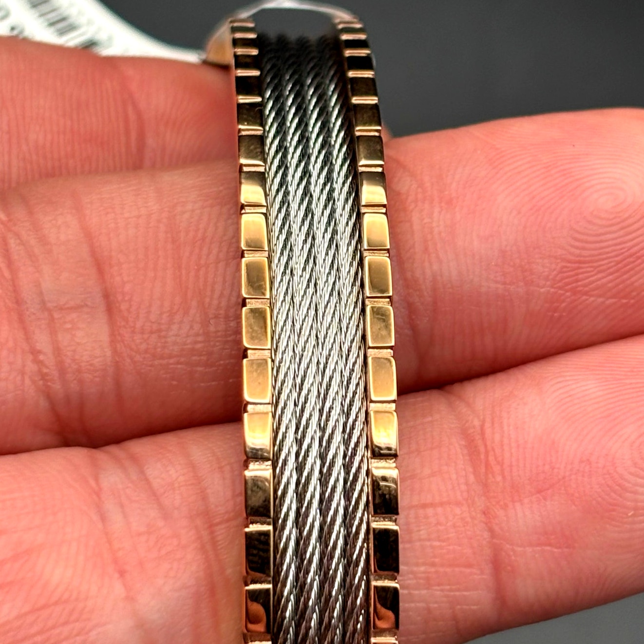 Charriol FAITH Stainless Steel & Rose Gold PVD Cable Bracelet 04-102-1139-17FA