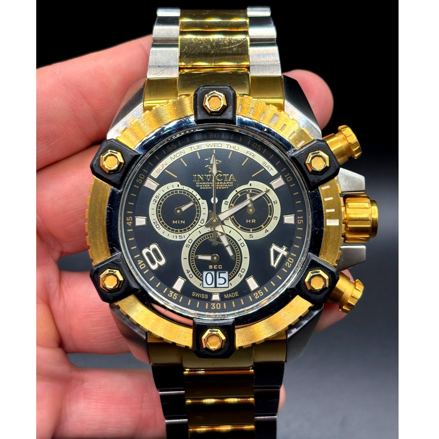 Invicta 0337 Reserve Arsenal Swiss Made Chronograph 56mm Two Tone Men's Watch
